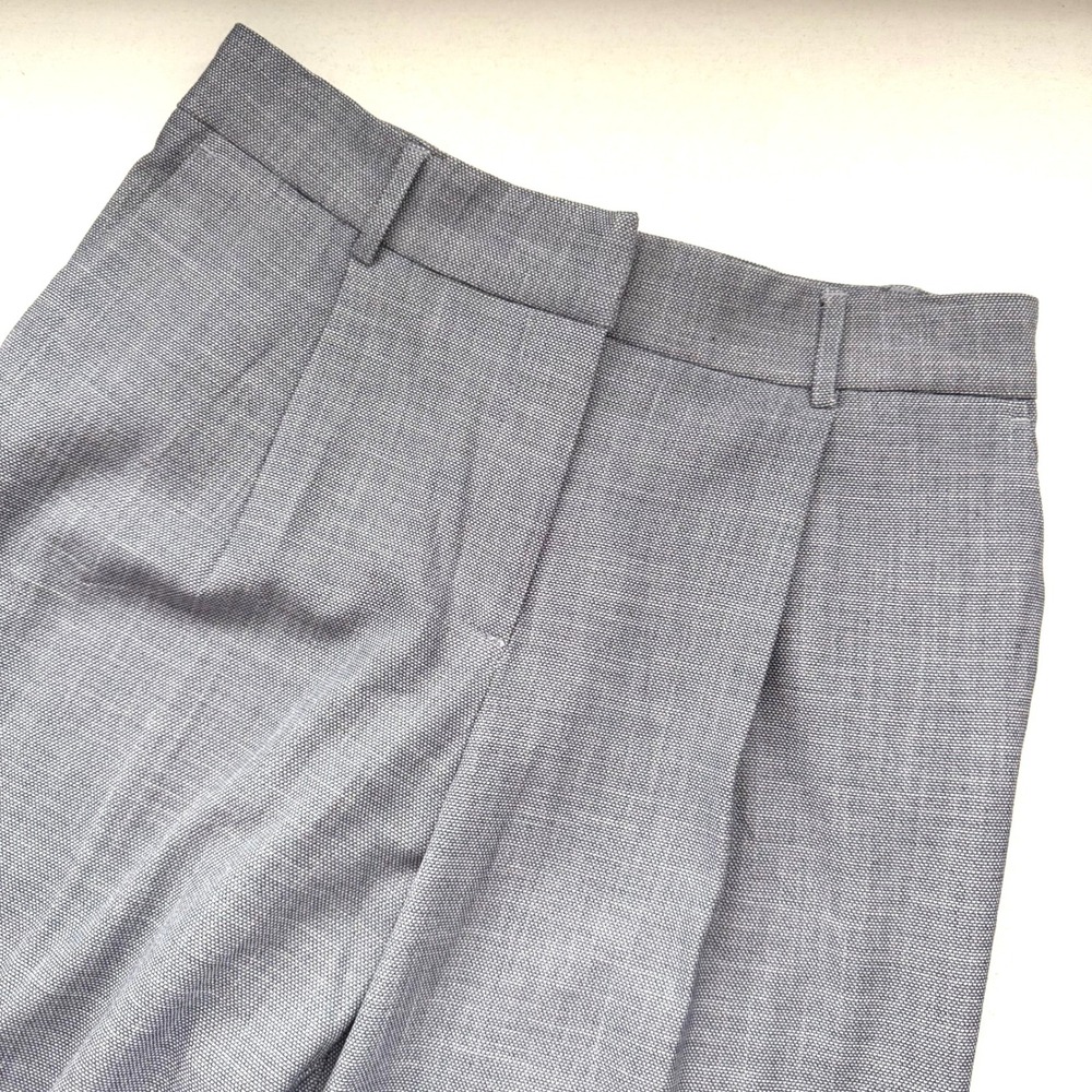 Rachel Zoe Blue White Micro Textured Wide Leg Pleated Trousers Pants Size 10